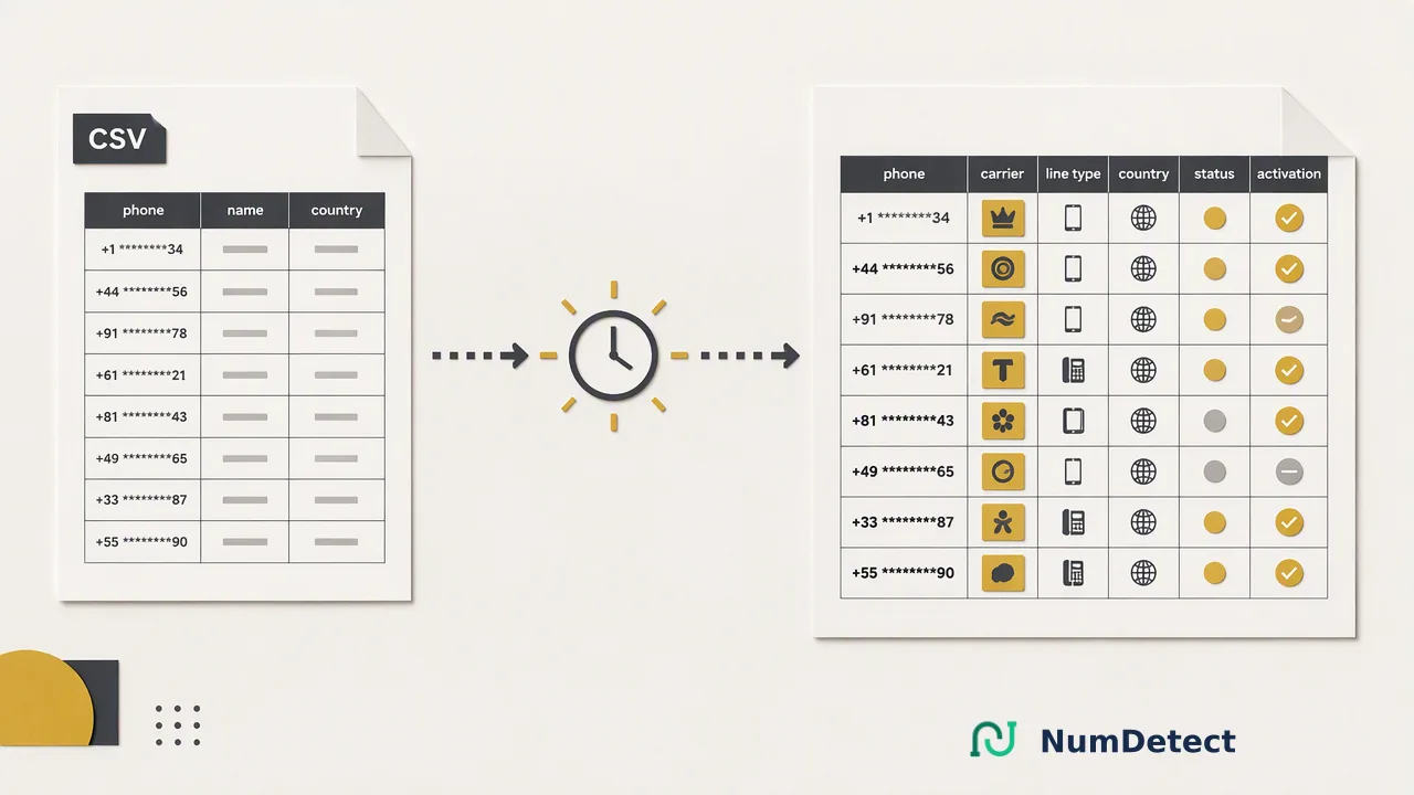NumDetect workflow illustration for 为什么 AI 语音代理防欺诈需要上游呼叫者情报